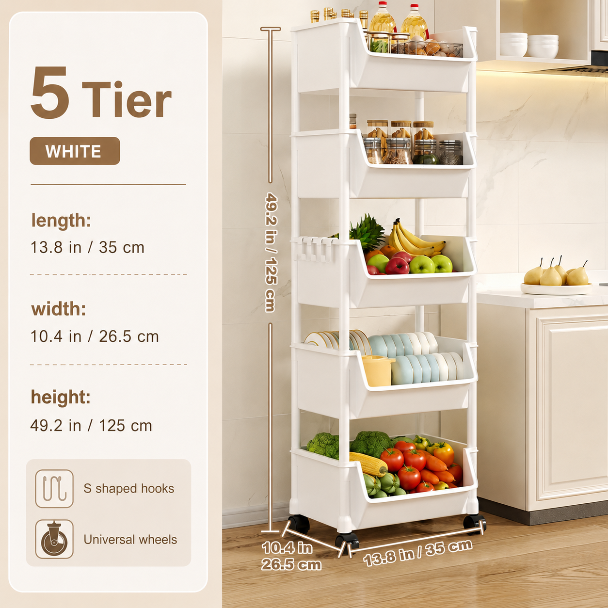 3/5-Tier Multifunctional Storage and Organizing Rack